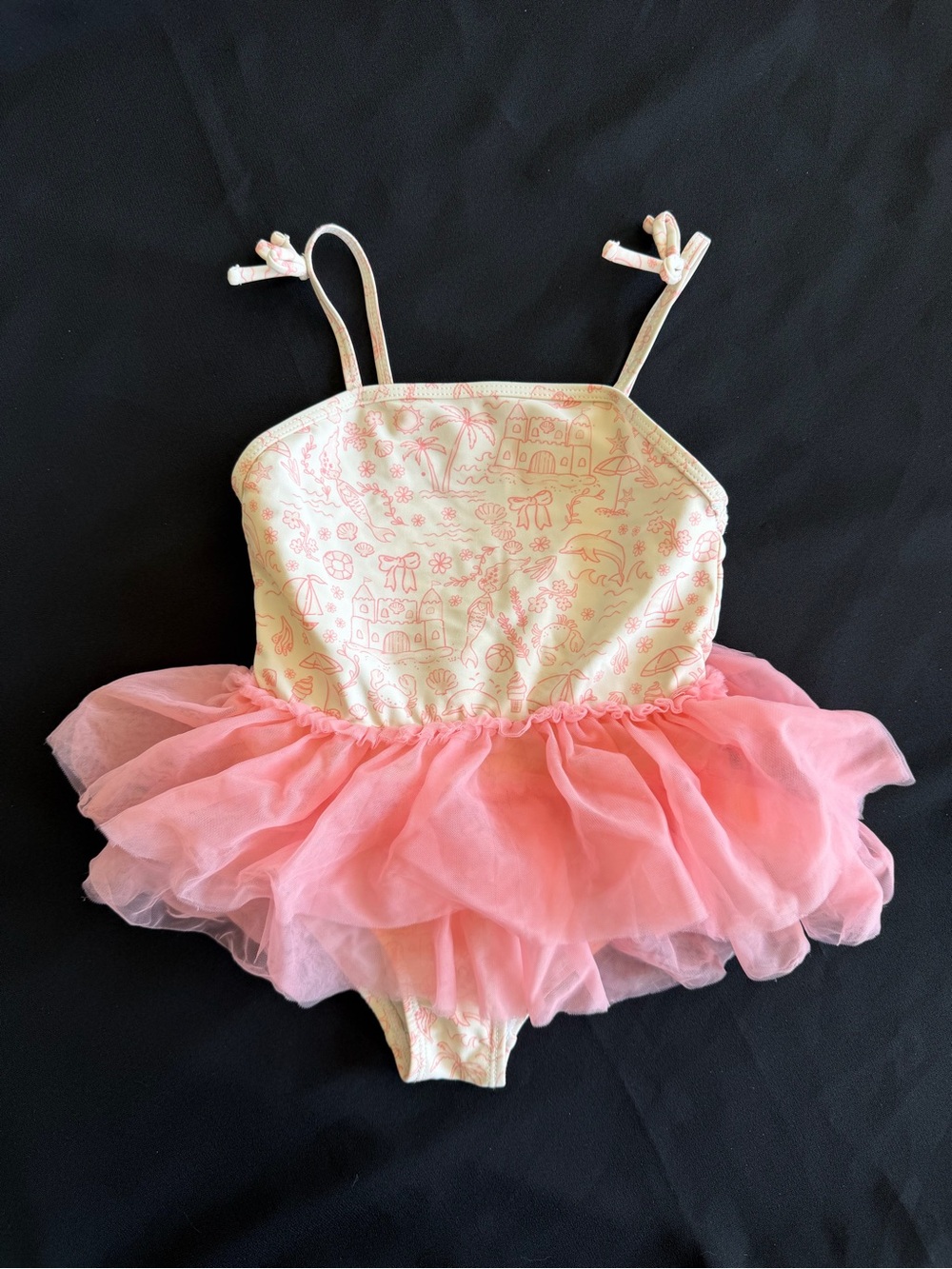 Ruffle Butts Cream and Pink Girls Swimwear